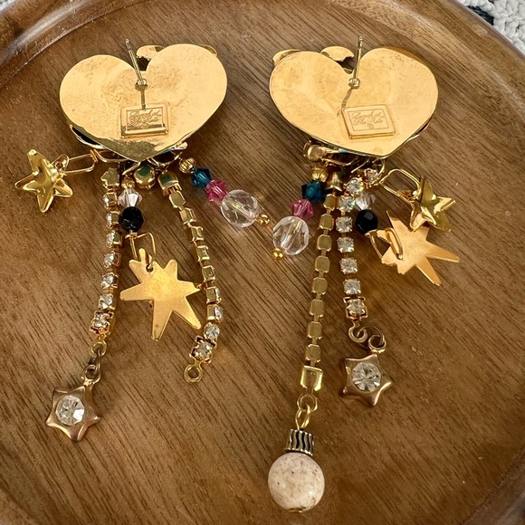 Vintage Lunch At The Ritz Tropical Moon earrings AS IS - Picture 3 of 8